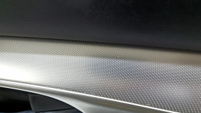 Black front right door panel for Infiniti QX50 19-22, black leather insert, black leather armrest, gray stitching, silver molding, with handle, scratches