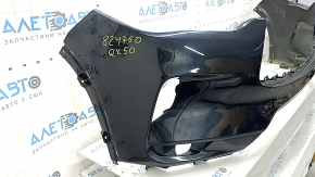 Bare front bumper Infiniti QX50 19-25 blue, scratches, pressed, crack in the mount