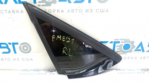 Rear left window, fixed glass, Ford Mustang Mach-E 21-23, gloss black, chip on molding