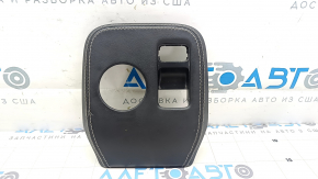 Ford Mustang Mach-E 21-23 Gear Shifter Cover Black Leather with Gray Stitching