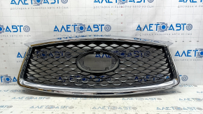 Infiniti QX50 19-25 radiator grille without emblem, sand, bumps, cracks in molding, broken mount