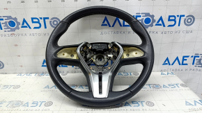 Infiniti QX50 19-24 black leather steering wheel, no buttons, scratches, dry cleanable