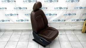 Passenger seat for Audi Q5 8R 09-17 with airbag, electric, brown leather, scratches, scuffs, dented, needs cleaning, stretched mesh
