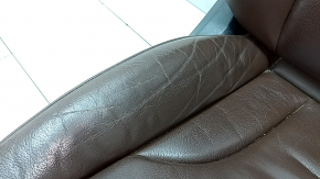 Passenger seat for Audi Q5 8R 09-17 with airbag, electric, brown leather, scratches, scuffs, dented, needs cleaning, stretched mesh