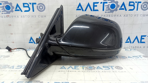Left side mirror assembly for Audi Q5 8R 09-17, 7 pins, turn signal, heated, backlit, black LY9B, scratched