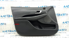 Front left door panel for Hyundai Sonata 20-22, gray, with a tweeter, handle, scratches, worn