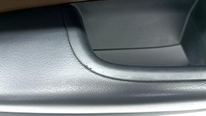Front left door panel for Audi Q5 8R 09-17, black, brown leather insert, rubber armrest, glossy wood molding, with handle, worn, scratches on the trim