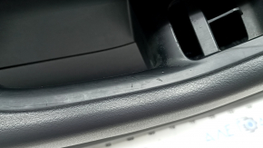 Front left door panel for Audi Q5 8R 09-17, black, brown leather insert, rubber armrest, glossy wood molding, with handle, worn, scratches on the trim