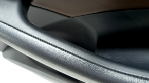 Front right door panel for Audi Q5 8R 09-17, black, brown leather insert, rubber armrest, glossy wood molding, with handle, scratches