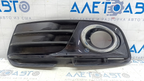 Left lower grille of the front bumper of the Audi Q5 8R 13-17, matte + glossy chrome under fog lights, type 2, sand, broken mount, missing fragment