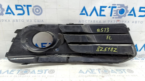 Left lower grille of the front bumper of the Audi Q5 8R 13-17, matte + glossy chrome under fog lights, type 2, sand, broken mount, missing fragment