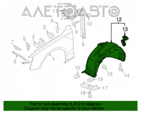 Front right fender liner for Audi Q5 8R 13-17 2.0T, 3.0 TDI, hybrid, broken fastener