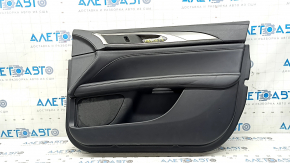 Lincoln MKZ 17-20 black front right door panel, leather insert, black leather armrest, under speaker, with chrome molding, dents, scratches
