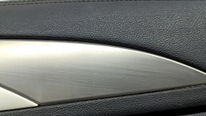 Lincoln MKZ 17-20 black front right door panel, leather insert, black leather armrest, under speaker, with chrome molding, dents, scratches