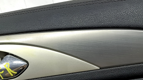 Lincoln MKZ 17-20 black front right door panel, leather insert, black leather armrest, under speaker, with chrome molding, dents, scratches