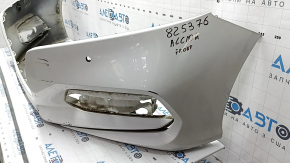 Bare front bumper for Honda Accord 18-20 with parking sensors, white, scratches, broken fasteners, dented