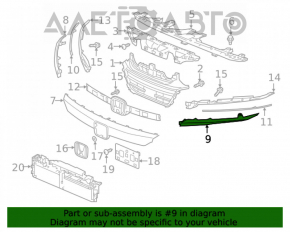 Left Honda Accord 18-20 light chrome grille molding with mounting and seal, sand, scratches