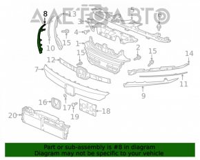 Right Honda Accord grille molding, light chrome, with fastener and seal, sand, bumpers