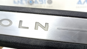 Lincoln MKZ 17-20 front right door sill plate, chrome with backlight, black, scratches, dents