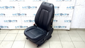 Lincoln MKZ 17-20 driver's seat without airbag, electric, heated, ventilated, black leather, dents, cracks, needs cleaning