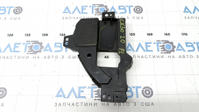 The left radiator grill bracket for Mazda CX-30 20-23 is dented and cracked.
