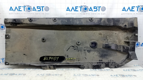 Front left underbody protection for Mazda CX-30 20-23 is worn and dented.