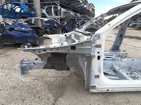 Front left quarter of Mazda CX-30 20-23 white, on the body, dented pillar