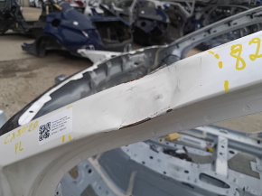 Front left quarter of Mazda CX-30 20-23 white, on the body, dented pillar