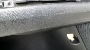 Front left door panel for Ford Fusion mk5 17-20, black with black insert, cloth, leather armrest, gray molding, with handle, scratches