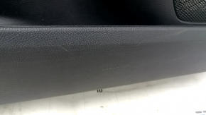 Front left door panel for Ford Fusion mk5 17-20, black with black insert, cloth, leather armrest, gray molding, with handle, scratches
