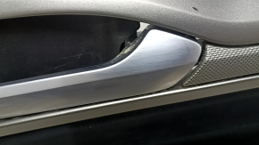 Front right door panel for Ford Fusion mk5 17-20, black with black cloth insert, leather armrest, gray molding, with handle, scratches