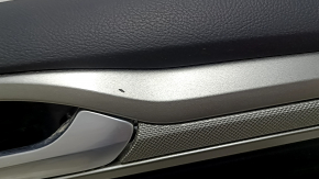 Front right door panel for Ford Fusion mk5 17-20, black with black cloth insert, leather armrest, gray molding, with handle, scratches