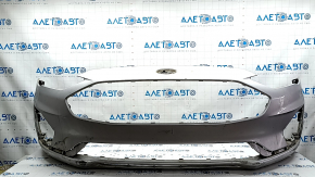 Front bumper, bare, Ford Fusion mk5 19-20, without parking sensors and tow hook, silver, scratches, cracked, crack in mount