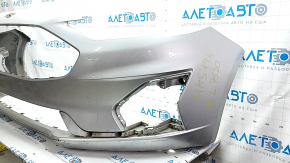 Front bumper, bare, Ford Fusion mk5 19-20, without parking sensors and tow hook, silver, scratches, cracked, crack in mount
