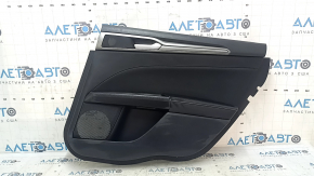 Door trim panel rear right Ford Fusion mk5 17-20 black with black cloth insert, leather armrest, molding gray structure, with handle, scratches