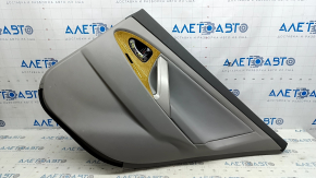 Toyota Camry v40 rear right door panel, gray, gray leather armrest, wood insert, with handle, scratches, needs cleaning