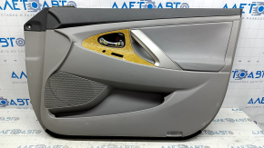 Toyota Camry v40 rear left door panel, gray, gray leather armrest, wood insert, whitened plastic, scratches, needs cleaning