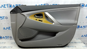 Toyota Camry v40 front right door panel, gray, gray leather armrest, wood insert, with handle, no controls, whitened plastic, scratches, needs cleaning