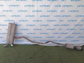 Single-pipe exhaust system for a Ford Fusion mk5 2013-19 2.0 hybrid, plug-in with catalytic converter, rusty, studs sawed off