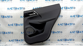 Mitsubishi Outlander 22-25 black rear right door panel, armrest and insert, black leather, gray stitching, glossy black molding with chrome, with handle