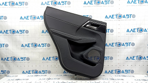 Mitsubishi Outlander 22-25 black rear left door panel, armrest and insert, black leather, gray stitching, glossy black molding with chrome, with handle