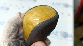 Gear knob for Toyota Camry v40 07-11, gray leather, light wood insert, scratches