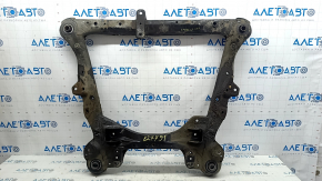 The front subframe of a Toyota Camry v40 is rusty, with four cracked bushings.