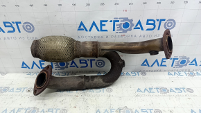Toyota Camry v40 3.5 exhaust pipe without catalytic converter, mesh torn, rusty