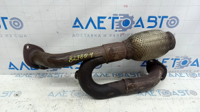 Toyota Camry v40 3.5 exhaust pipe without catalytic converter, mesh torn, rusty