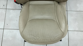 Mazda CX-9 16-17 driver's seat without airbag, electric, heated, beige perforated leather, without headrest, dented, cracked, dry-cleanable