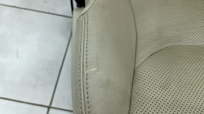 Mazda CX-9 16-17 driver's seat without airbag, electric, heated, beige perforated leather, without headrest, dented, cracked, dry-cleanable