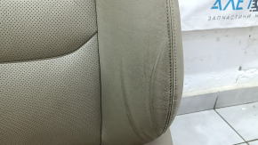 Mazda CX-9 16-17 driver's seat without airbag, electric, heated, beige perforated leather, without headrest, dented, cracked, dry-cleanable