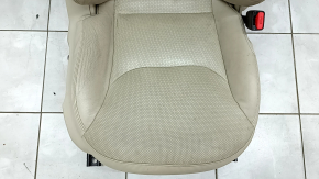 Mazda CX-9 16-17 passenger seat without airbag, electric, heated, beige perforated leather, without headrest, dented, dry-cleanable