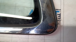 Rear left window glass, blind, Nissan Rogue 14-20, scratches on chrome, scratches on glass